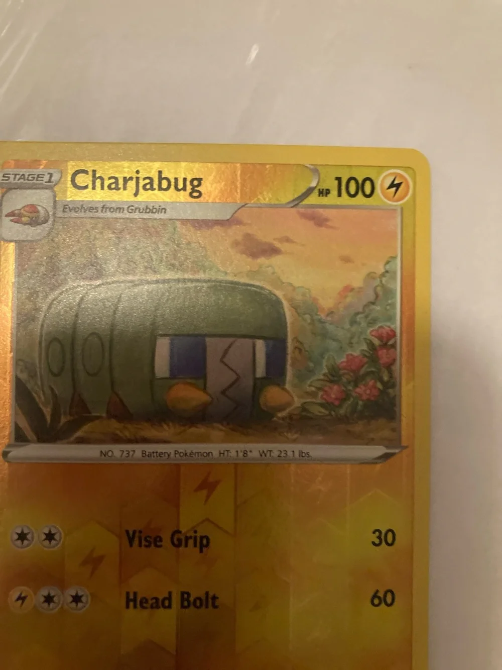 Pokemon Charjabug Yellow Holographic Trading Card
